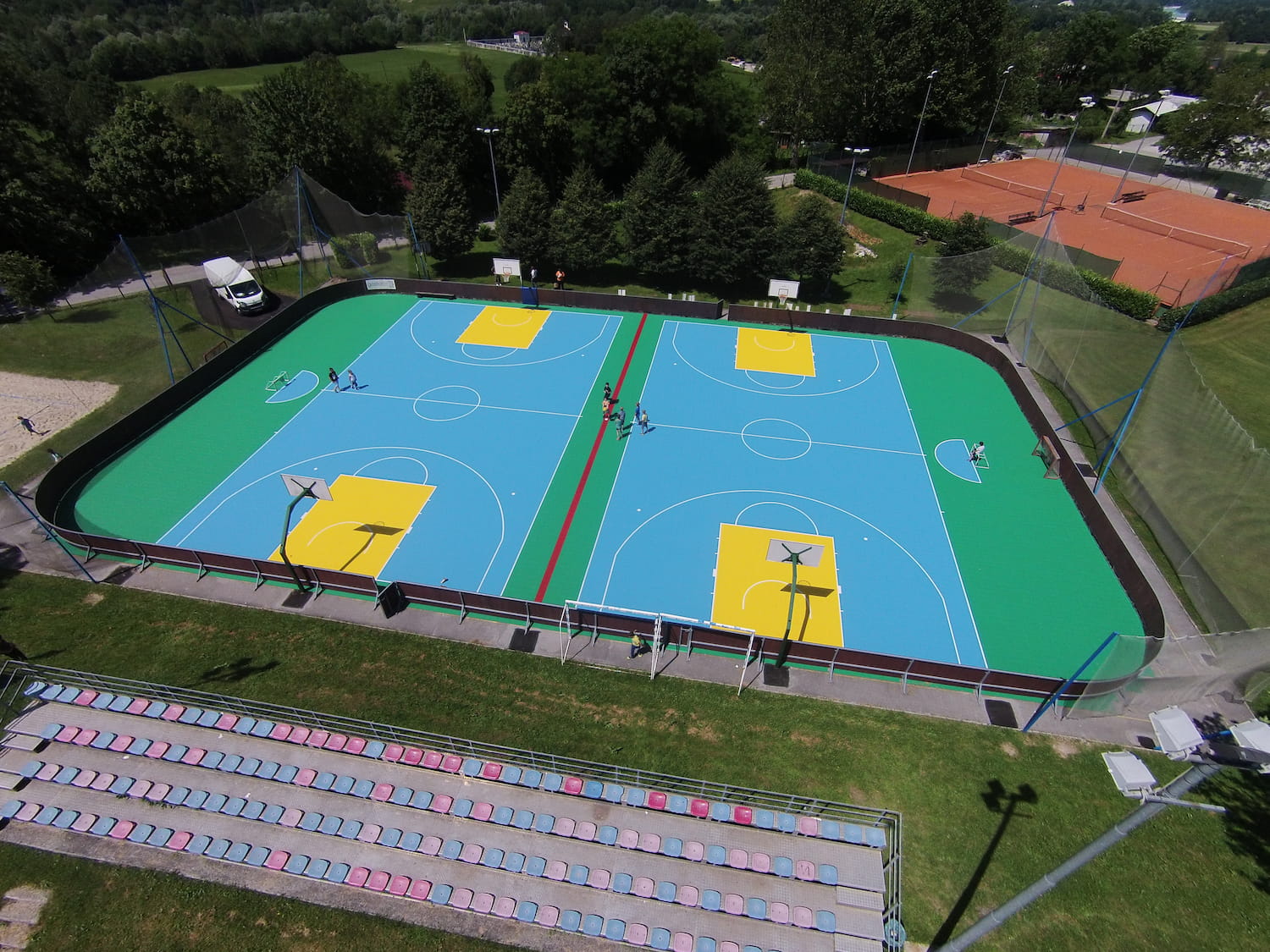Teren baschet exterior Arena Systems vedere aeriana